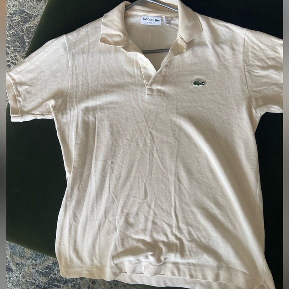 Lacoste Classic Fit cream Polo Shortsleeve Shirt Mens Size S 100% Cotton - Picture 3 of 3